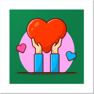 Hands With Love Cartoon Vector Icon Illustration Posters and Art